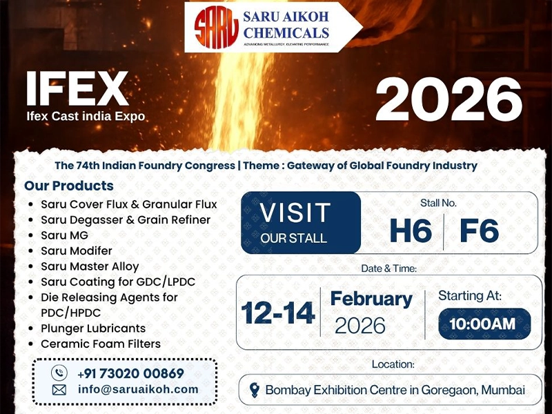 Saru Aikoh Chemicals Pvt. Ltd. to Exhibit at IFEX India 2026 – Gateway of Global Foundry Industry